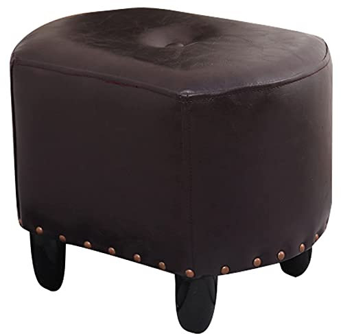 TEmkin Pu-Leder Antik Retro Kleiner Fußhocker American Vintage Wohnzimmer Schlafzimmer Hocker Niedriger Hocker mit gepolstertem Sitz,Rot