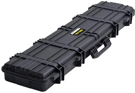 MEIJIA Portable Waterproof All Weather Hard Rifle Case,Soft Handle Grip,Customizable Fit Foam Inserted,Without Wheels,Elegant Black