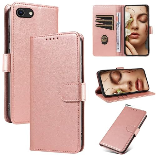 FMPCUON Coque pour iPhone 7/iPhone 8/iPhone SE 2020 Etui RFID Protection Housse en Premium Cuir Pochette Portefeuille Rabat Clapet Case Porte Carte Magnétique Étui pour iPhone 7/8/SE 2020 - Or Rose