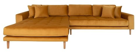 möbelando Ecksofa >Lido< in Senfgelb, Velour - 290x76x92cm (BxHxT)
