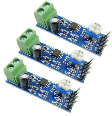 Ferwooh LM386 200x Gain Audio Power Amplifier Module, 5-12V Input, 10K Adjustable Resistor, 3PCS