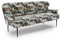 CAVADORE 3-Sitzer Küchensofa Amba, Trendige Sitzbank für Küche oder Esszimmer / 193 x 97 x 87 / Jacquard Flachgewebe: Blumenmuster Blau