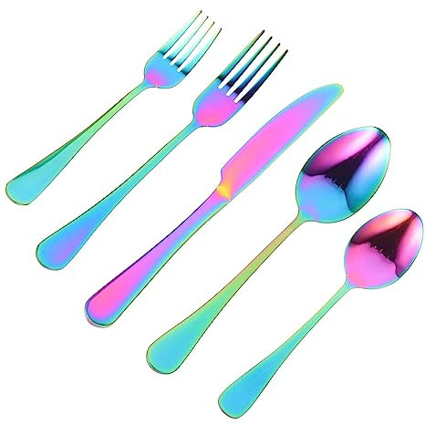 Alipis 1 Set Fünfteiliges Löffel Set Heimbesteck Gabeln Löffel Kit Gabelschneider Löffel Wiederverwendbares Besteck Westliches Restaurantgeschirr Küchenbedarf Tragbares
