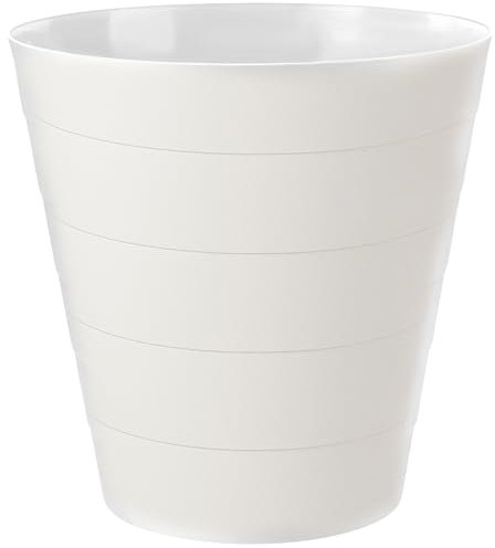WY8 Plastic Paper Bin 10L - Round Plastic Waste Paper Basket Trash Can Lightweight, Open-Top Design, Ideal Paper Bin for Home Office Kitchen (White)
