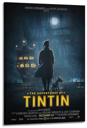 LMJUSNEFNC Filmposter The Adventures of Tintin, dekoratives Gemälde, Leinwand, Wandposter und Kunstdruck, moderne Familienschlafzimmer-Dekoration, Poster, 50 x 75 cm