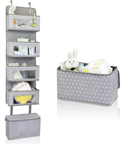ALFO Over Door Hanging Storage Organiser With Detachable Buggy Baby Changing Bags, Nappy Caddy Organiser for Kids Bedroom Accessories, Bathroom Storage, Best Shower Gifts