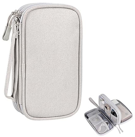 Travel Cable Organiser Bag, Electronics Accessories Organiser Bag, Portable Electronics Accessories Organizer, Cord and Gadget Storage Bags for Cables USB Drive Charger Earphone(Bilayer, Grey)
