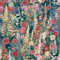 Delphinium Navy Blue Wallpaper - Painted Floral Design Flowers Botanical Traditional - Textured Paste The Wall Vinyl