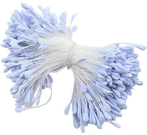 Barlone 350 Stück Pfeifenreiniger Blumen Staubblatt Hellblau mit Zwei Perlen Köpfen 3mm, Pfeifenreiniger zum Basteln, Tulpe Blumenstrauß Pfeifenreiniger Zubehör für DIY Handwerksprojekt