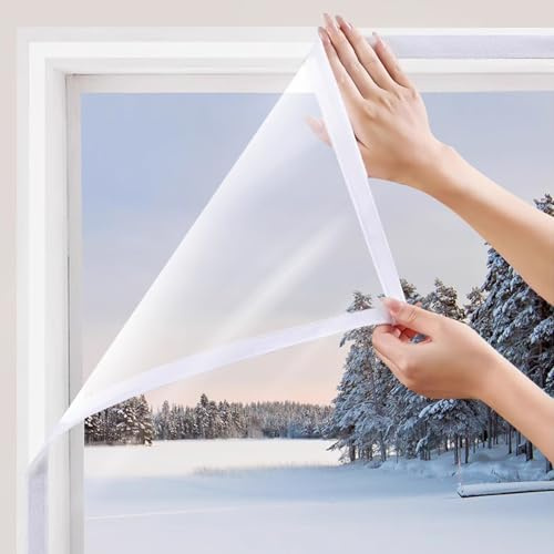 Fenster Isolierfolie Thermo Cover für Innen,Thermo Cover Fenster-Isolierfolie Transparent,Kälteschutzfolie Fenster,Wetterfeste Isolierte Fensterfolie,für Winter und Kälte (115x170cm/45x67)