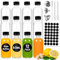 Gucass Lot de 12 bouteilles à shot à remplir, de 60 ml, petits verres à shot avec couvercle, bouteilles en verre à remplir avec entonnoir, étiquettes, stylo et brosse, mini bouteilles pour jus