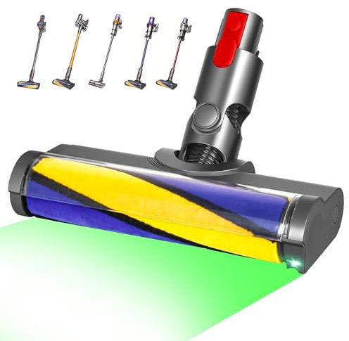 Softwalze Bodendüse Kompatibel mit Dyson V7 V8 V10 V11 V15 Staubsauger, Mikrofaser-Samt-Rollenbürste, Bürste Ersatzteile mit Staubanzeige-Funktion, für Hartböden und Teppich