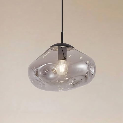 Lindby Pendelleuchte in rauchgrau, schwarz, Hängelampe | Hängeleuchte E27, Design, aus Glas für Wohnzimmer, Esszimmer