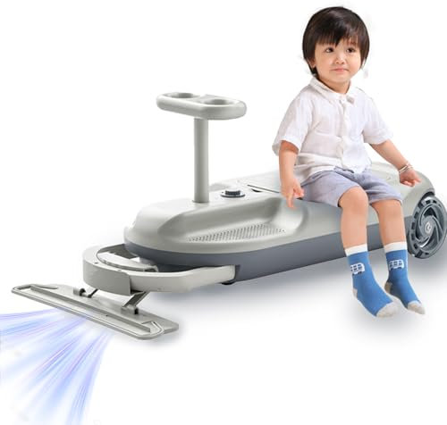 Electric Go Kart for Kids, Portable Cleaning Kart with Comfortable Seat, Glowing Wheels, 5-Speed Settings, Indoor/Outdoor Ride-On Mop Car