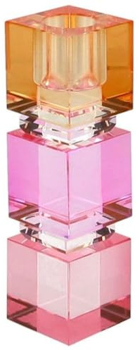Gift Company - Kerzenhalter - Sari - Kristallglas - Farbe: rosa, orange - (ØxH) 13,8 x 3,8 cm