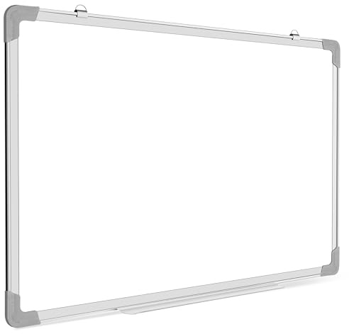 G4GADGET Magnetic Whiteboard 90x60cm with Pen Tray – Dry Wipe White Board with Aluminium Frame – Wall-Mountable Magnetic Notice Board for Home, Office, School, Classroom, Erasable