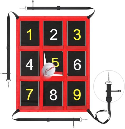 Numbers Strike Zone Target for Baseball Softball, 68.8 cm x 52.8 cm Obvious Yellow White Numbers Baseball Target, Waterproof and Adjustable Softball Pitching Net, Suitable for Various Age Practice