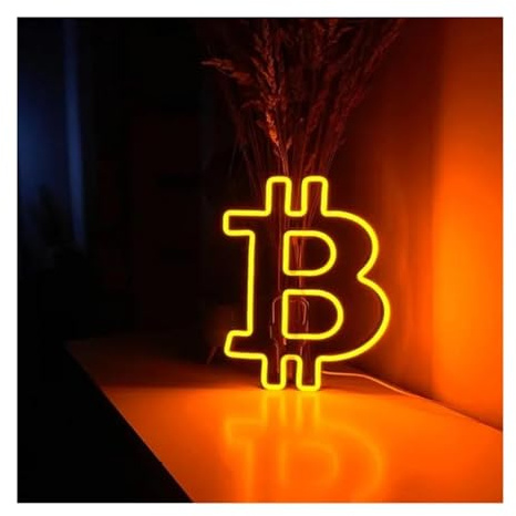 HUANTY d'Ambiance Apaisante Lampe Enseigne Néon Bitcoin, Décoration Murale pour Salle De Trading, Café, Salle De Jeux, Bar, Club, Lampe Alimentée par USB 31cmх24cm