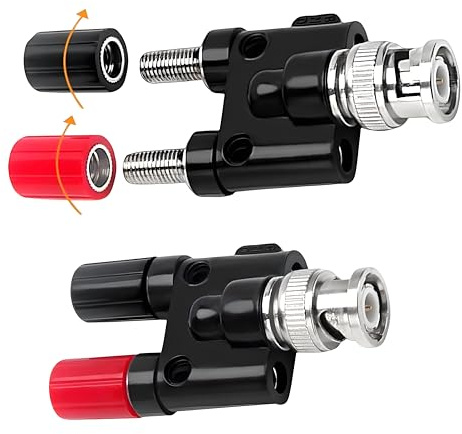 MejaRizon 2 connettori BNC, su presa jack da 4 mm Dual Banana femmina, 2 x 4 mm, morsetto di collegamento adattatore audio, Binding Posts RF coassiale BNC a Banana Coax