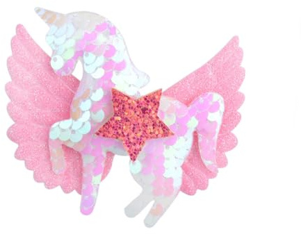 LRXIYODE 4 Stück Kinder Haarspangen Einhorn Stern Mit Glitzer Haarschmuck Kinder Haarnadeln Für Mädchen Geschenk