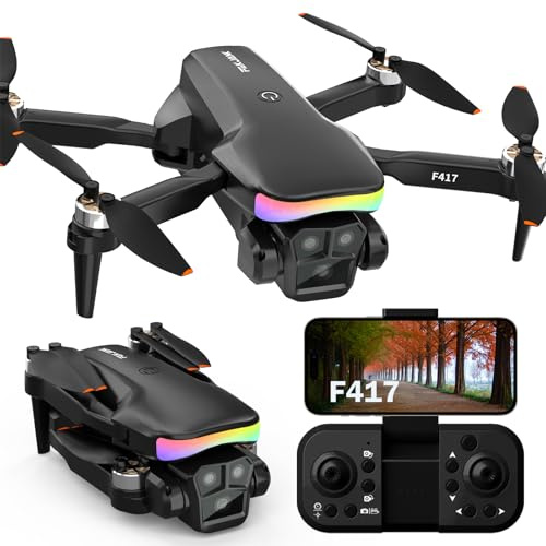 Drohne mit 1080P Kamera für Adults,LED Buntes Licht FPV Drohn,Quadrocopter Kameradrohnen Outdoor für Beginners,RC Drone mit WiFi Übertragung Höhenhaltung,Tippen auf Fliegen Modulare Batterie