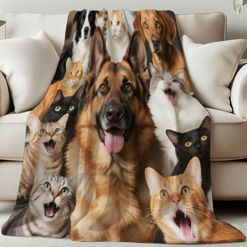 GLOBLELAND Deutscher Schäferhund Kuscheldecke 150x130CM Katzen Und Hunden Decke Sanft Flanell Weiche Wohndecke Geschenke für Mama Zuhause Büro Zimmer Bett Sofa Stuhl