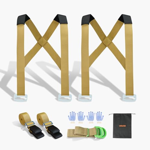 VEVOR Moving Straps, 2-Person Lifting and Moving System with 2 Harness Straps, 2 Load-Bearing & 1 Handheld, Adjustable Lifting Shoulder Move Furniture Appliances Mattresses