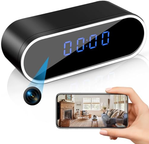 Sueirn WiFi Hidden Spy Clock Camera Secret Nanny Cam With Motion Detection | 1080p Video Recording, Covert Camera With Night Vision, Mobile App Control for Home, Office