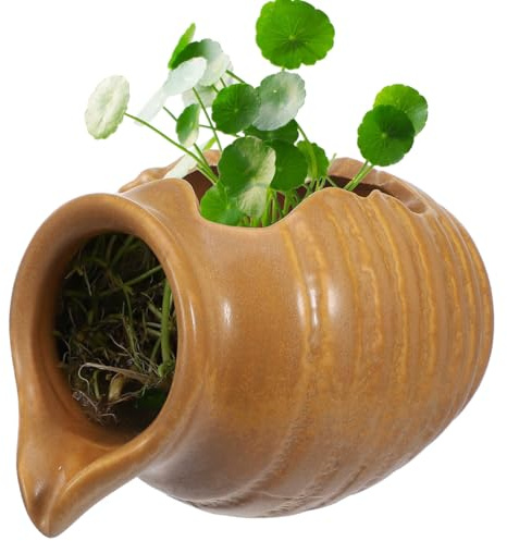BESTonZON Pot Ecological Tank Circulating Fountain Ceramic Jar for Garden Ornament, Indoor Waterfall Decor and Outdoor Courtyard Landscape Jar 15 x 13.5 cm