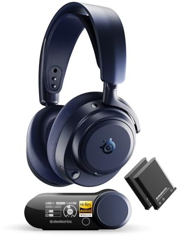 SteelSeries Arctis Nova Pro Omni - Hi-Res Wireless Gaming Headset, 96kHz/24bit, ANC, ClearCast Pro Mic, AI Noise Rejection, Mobile App, Mix 2.4GHz + BT, OmniPlay PC+PlayStation+Xbox - Midnight Blue