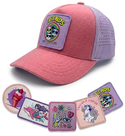 HECKBO Kinder Baseball Kappe verstellbar mit Patches zum Individualiseren Verschiedene Coole Motive