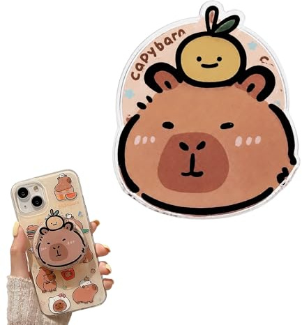 FloralGrace Cute Capybara Cartoon Phone Case With Magnetic Ring Holder, Compatible With Mobile Shockproof Protective Cover Supports Wireless Charging