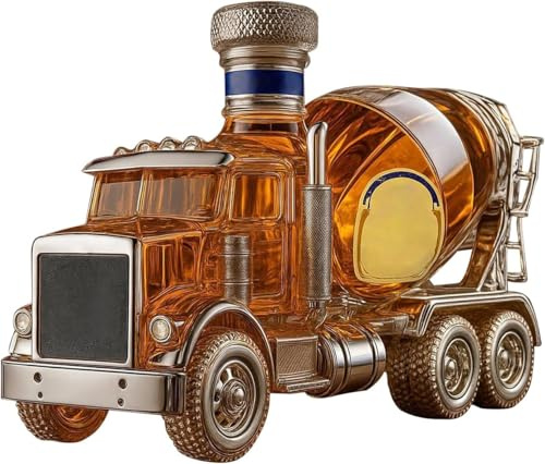 Whiskey-Dekanter – 300 ml, im Design eines Betonmischers, Kristall-Whiskey-Dekanter in Autoform, kreativer, auslaufsicherer Dekanter für Brandy, Bourbon und andere Getränke, ideal für Familienfeiern