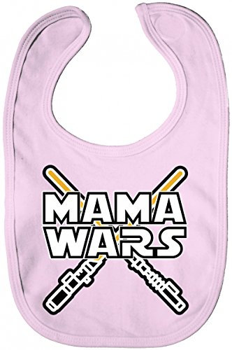 Shirtstreet Geschenk zur Geburt Baby Lätzchen Baumwolle Baby Bib Jungen Mädchen Laserschwert - Mama Wars, Größe: onesize,Powder Pink
