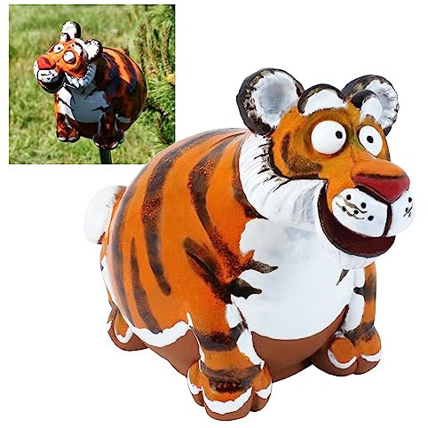 Midene Gartenstecker Keramik Handgefertigt - Gartendeko für Draußen Wetterfest - Garten Deko Keramik - Gartenfiguren & Gartenstatuen - Sweet Tiger