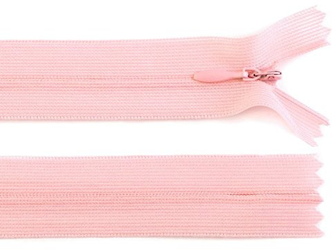 Schnoschi 1 Stück 30 cm Langer Spiralreißverschluss, nahtverdeckt, Nicht teilbar, Altrosa, 3mm Laufschiene, Reißverschluss