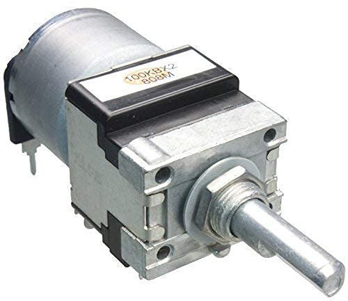 NasitosALPS 100K linear mit Motor Stereo RK16812MG Dreh-Poti 100KBx2 Ohm Drehpotentiometer Potentiometer Poti mit Motor motorisiert Motorpoti Motorpotentiometer RK16812MG099