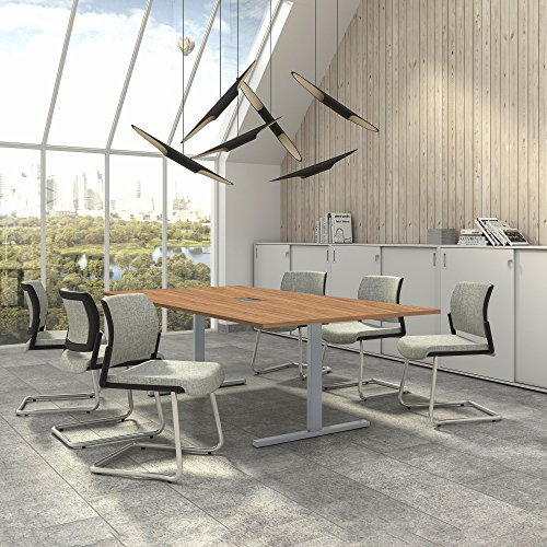 Weber Büro Easy Konferenztisch 240x120 cm Bernstein-Eiche mit ELEKTRIFIZIERUNG Besprechungstisch Tisch, Gestellfarbe:Silber