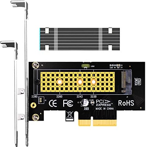 GLOTRENDS PA09-HS NVMe zu PCIe 4.0 X4 Adapter Mit Kühlkörper für 2280/2260/2242/2230 M.2 NVMe SSD
