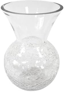 HOBI Vase Transparent Arrondi avec Base craquelée 23cm (x1) REF/VER2020