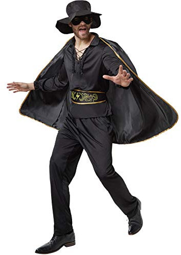 dressforfun 900531 - Herrenkostüm Zorro, In Schwarz gehaltenes Zorro-Outfit inkl. Cape, Maske und Hut (S | Nr. 302660)