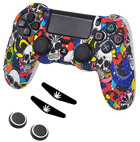 Taifond Funda de silicona antideslizante para controlador PS4/SLIM/PRO (calavera de color)