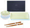 vancasso Sushi set, Vajillas de Sushi, 6PCS para 2 personas, con 2 Platos, 2 pares Palillos, 2 Platos Pequeños para Salsa