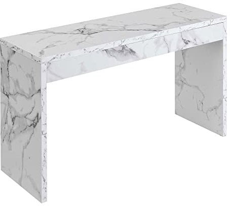 Convenience Concepts Northfield Hall Console Table/Desk, White Faux Marble
