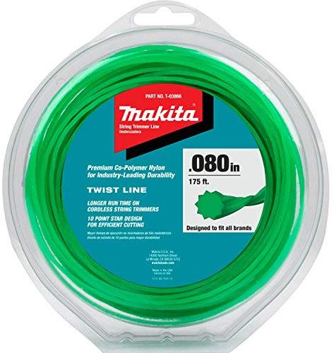 Makita T-03866 Fil de débroussailleuse torsadé, 0,2 cm, Vert, 55 m, 0,9 kg, Bleu Sarcelle