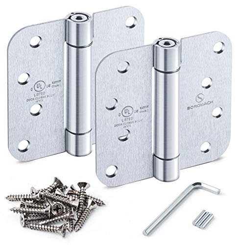 Charnières à ressort réglables, chrome satiné 4,0X4.0 Rayon 5/8 Fermeture automatique.