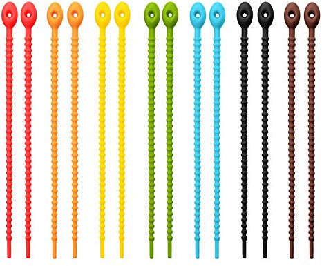 Bunte Silikon Krawatten Tasche Wiederverwendbare Silikon Kabelbinder Beutelverschluss Kabelbinder Rouladen-Schnur aus Silikon Kabel Sparer Krawatten Rouladenbinder Für Lebensmittelbeutel 14 Stück