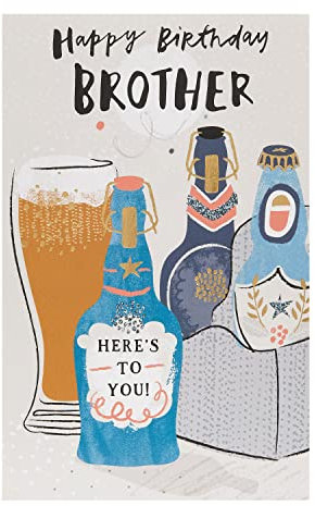 UK Greetings Geburtstagskarte für Bruder Biere, Happy Birthday Geschenke, Ihn, Jungen, Männer, mit Umschlag, 133 x 210 mm