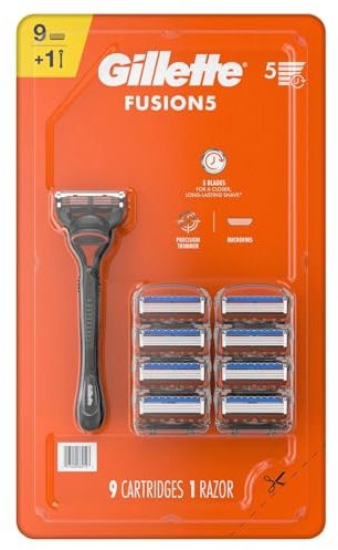 Gillette Fusion5 Rasiergriff für Herren, mit 9 Ersatzklingen