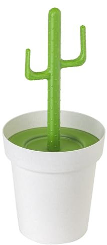 Vigar - Papelera de Baño - Cubo Extraíble con Asa - Modelo Cactus - Accesorio para Baño con Bonita Forma de Planta - Capacidad de 3 litros - Verde y Blanco